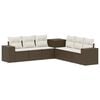vidaXL Bankstel 7 st Bruin en Cr&egrave;me Wit Poly Rattan en Staal
