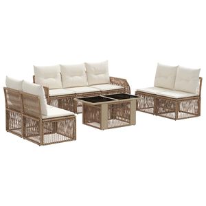 vidaXL Tuinbankenset 8 st Beige en Cr&egrave;me Wit poly rattan