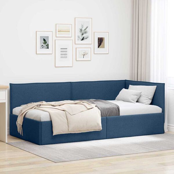 vidaXL Hoekbedframe met hoofdeinde Blauw 80 x 200 cm Fluweel