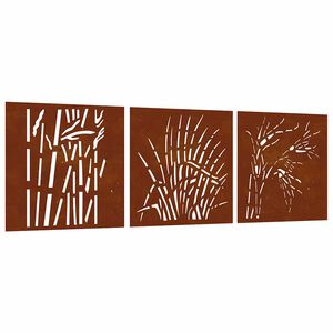 vidaXL Wanddecoratie tuin 3 st grasontwerp 55x55 cm cortenstaal