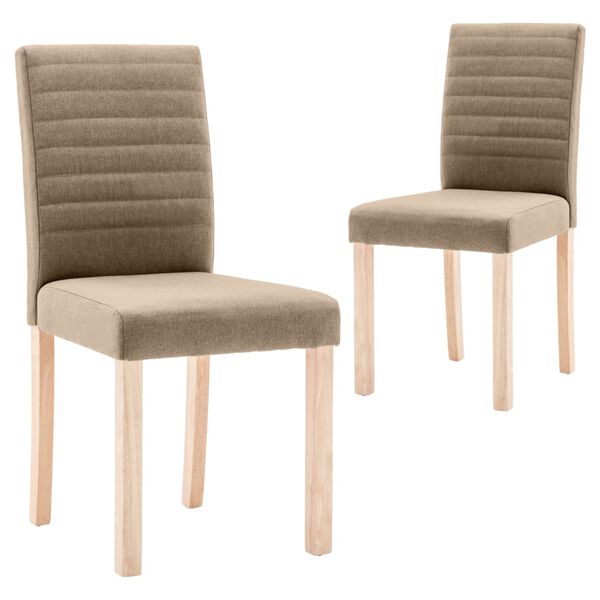 vidaXL Eetkamerstoelen draaibaar 2 st stof taupe