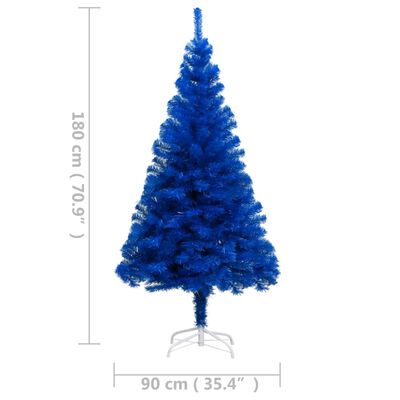 vidaXL Kunstkerstboom met verlichting en standaard 180 cm PVC blauw
