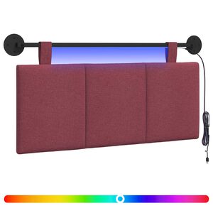 vidaXL Hangend hoofdbord Met LED-verlichting Wijnrood Stof