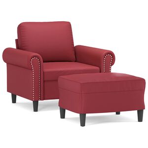 vidaXL Fauteuil met voetenbank 60 cm kunstleer wijnrood