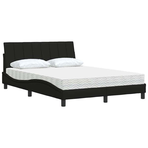 vidaXL Bed met matras "Hanko" stof zwart 140x200 cm