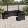 vidaXL 10-delige Loungeset met kussens poly rattan zwart