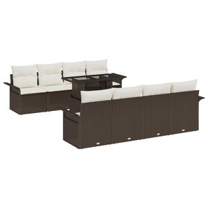 vidaXL Tuin Sofa Set met kussen met opslag 9 pcs Bruin Poly riet