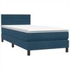 vidaXL Boxspring met matras fluweel donkerblauw 90x210 cm