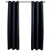 vidaXL Verduisteringsgordijnen met ringen 2 stuks zwart 97x213 cm stof