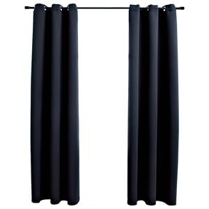 vidaXL Verduisteringsgordijnen met ringen 2 stuks zwart 97x213 cm stof