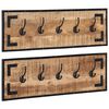 vidaXL Kapstokken 2 st 80x8x25 cm massief ruw mangohout