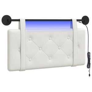 vidaXL Hangend hoofdbord Met LED-verlichting Wit Kunstleer