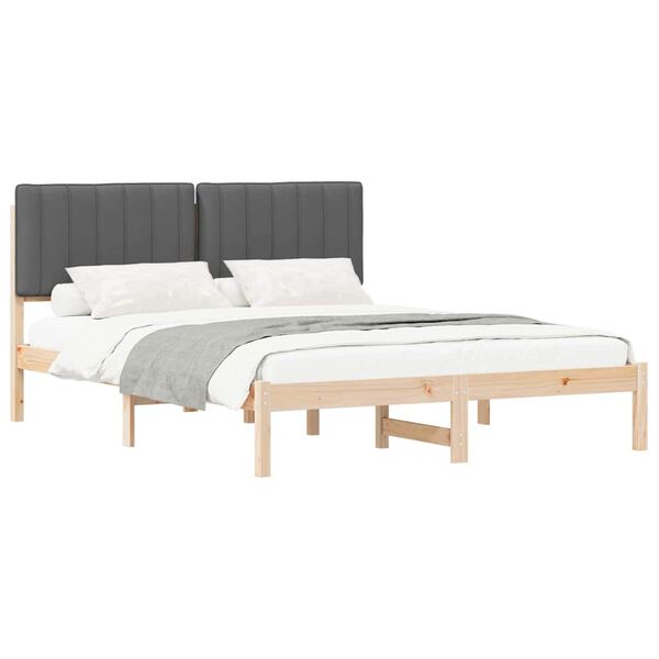 vidaXL Bedframe met Gevoerd Hoofdgedeelte Donkergrijs 150 x 200 cm