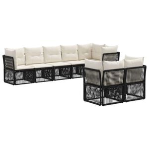 vidaXL Tuinbankenset 8 pcs Zwart poly rattan