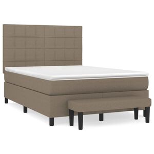 vidaXL Boxspring met matras stof taupe 140x190 cm