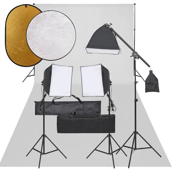 vidaXL Fotostudioset met verlichtingsset, achtergrond en reflector