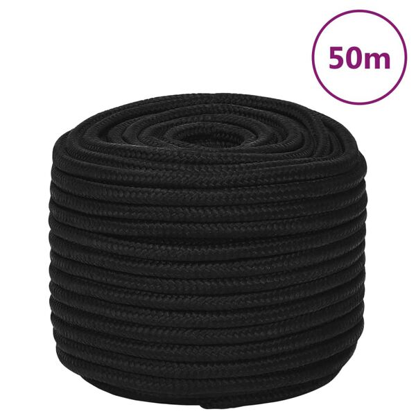 vidaXL Werktouw 12 mm 50 m polyester zwart