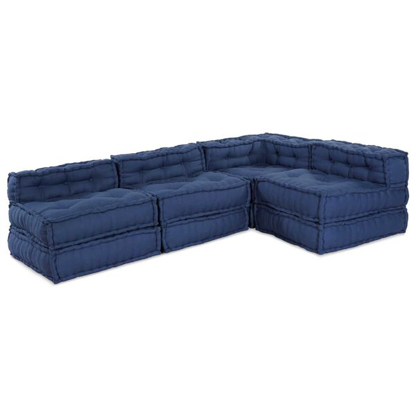 vidaXL Modulair bank 4 pcs Indigo Stof