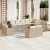 vidaXL 12-delige Loungeset met kussens poly rattan beige