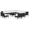 vidaXL 14-delige Loungeset met kussens poly rattan zwart