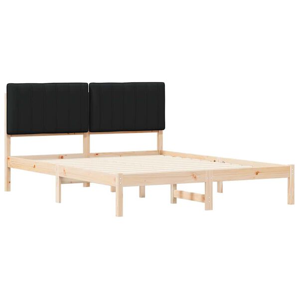 vidaXL Bedframe met Gevoerd Hoofdgedeelte Zwart 160 x 200 cm