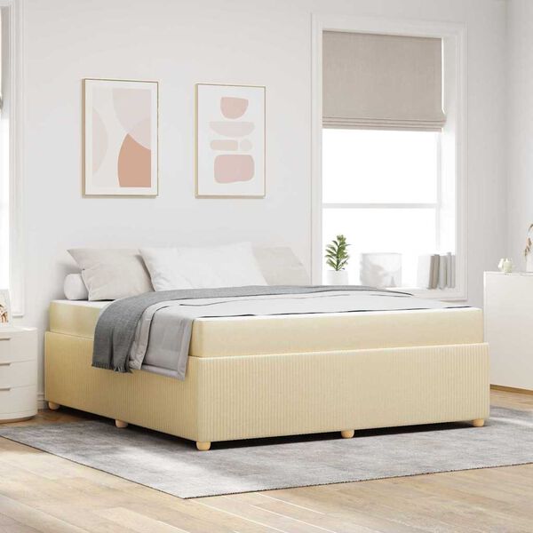 vidaXL Bedframe met matras Cr&egrave;me 180 x 200 cm Stof