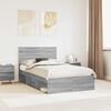 vidaXL Bedframe met lade Grijs Sonoma 120 x 190 cm Massief grenenhout