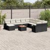 vidaXL 12-delige Loungeset met kussens poly rattan zwart