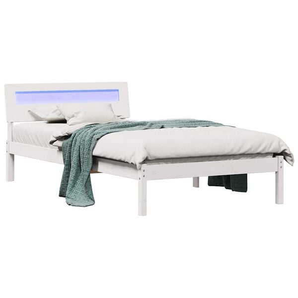 vidaXL Bedframe met hoofdeinde Wit 90 x 200 cm Massief grenenhout