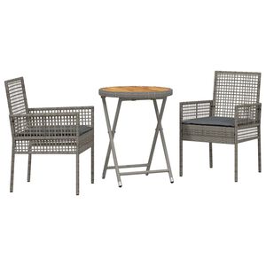 vidaXL Tuin Bistro Set 3 st Grijs poly rattan