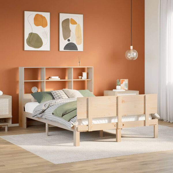 vidaXL Bed met boekenkast zonder matras massief grenenhout 160x200 cm