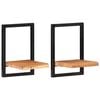 vidaXL Wandschappen 2 st 25x25x35 cm massief acaciahout en staal