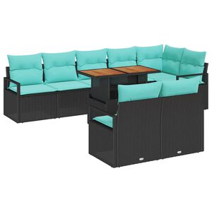vidaXL Tuinbankenset 9 st 8-Aantal zitplaatsen Zwart en Teal