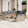 vidaXL 13-delige Loungeset met kussens poly rattan gemengd beige