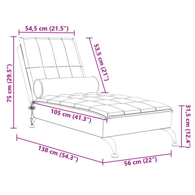 vidaXL Massage chaise longue met bolster stof bruin