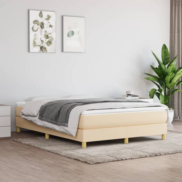 vidaXL Boxspring bed stof cr&egrave;mekleurig 140x200 cm