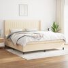 vidaXL Boxspring met matras stof cr&egrave;mekleurig 200x200 cm