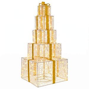 vidaXL Kerst led-cadeaudozen stapel 250 LED's Warmwit 56 x 56 x 120 cm