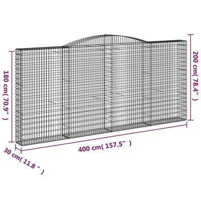 vidaXL Schanskorven 2 st gewelfd 400x30x180/200 cm ijzer