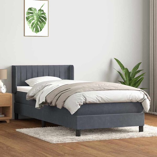 vidaXL Boxspring met matras fluweel donkergrijs 80x220 cm