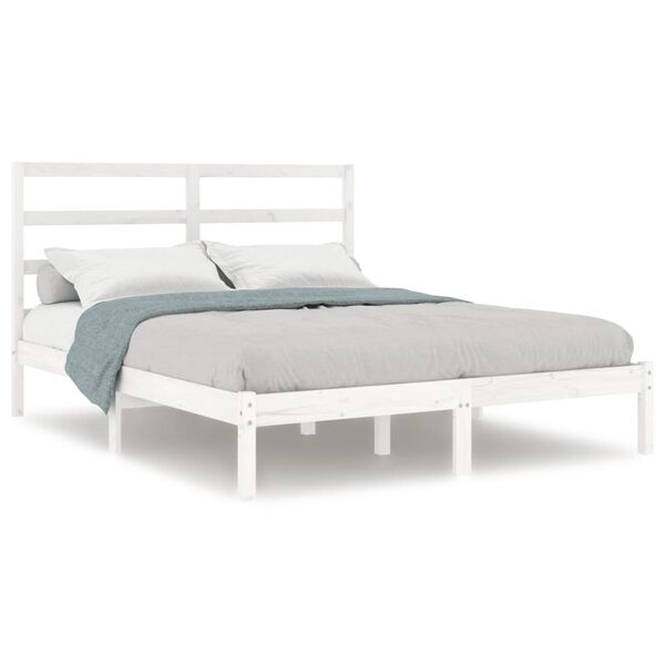 vidaXL Bedframe zonder matras massief grenenhout wit 160x200 cm