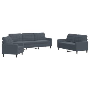 vidaXL 3-delige Loungeset met kussens fluweel donkergrijs
