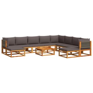 vidaXL 11-delige tuinbankset met kussens acaciahout & touw