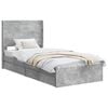 vidaXL Bedframe met opbergruimte en hoofdbord Betongrijs 90 x 190 cm
