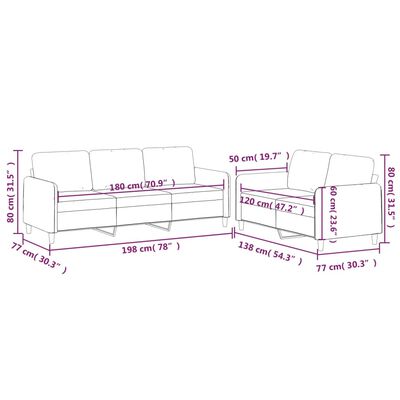 vidaXL 2-delige Loungeset met kussens stof donkergrijs