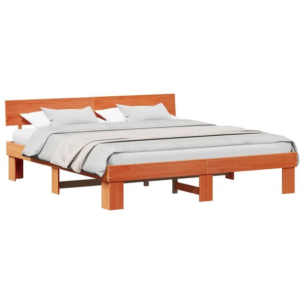 vidaXL Bedframe Wasbruin 200 x 200 cm Massief grenenhout