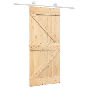 vidaXL Schuifdeur 90 x 210 cm Massief grenenhout Natuurlijk en Wit