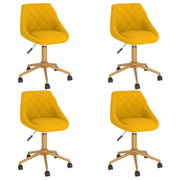 vidaXL Eetkamerstoelen draaibaar 4 st fluweel geel