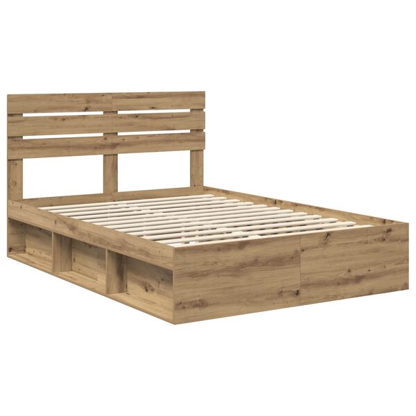 vidaXL Bedframe Ambachtelijk eiken 150 x 200 cm Massief grenenhout