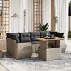 vidaXL 7-delige Loungeset met kussens poly rattan grijs